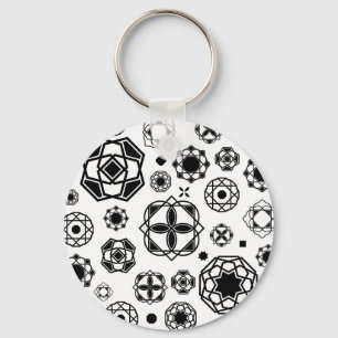 Cute black white arabesque decorative pattern thro key ring