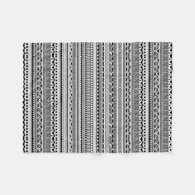 Cute black white aztec patterns design fleece blanket (Front (Horizontal))