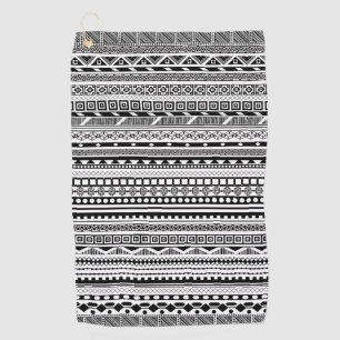 Cute black white aztec patterns design golf towel