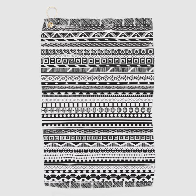 Cute black white aztec patterns design golf towel (Front)