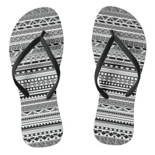 Cute black white aztec patterns design jandals