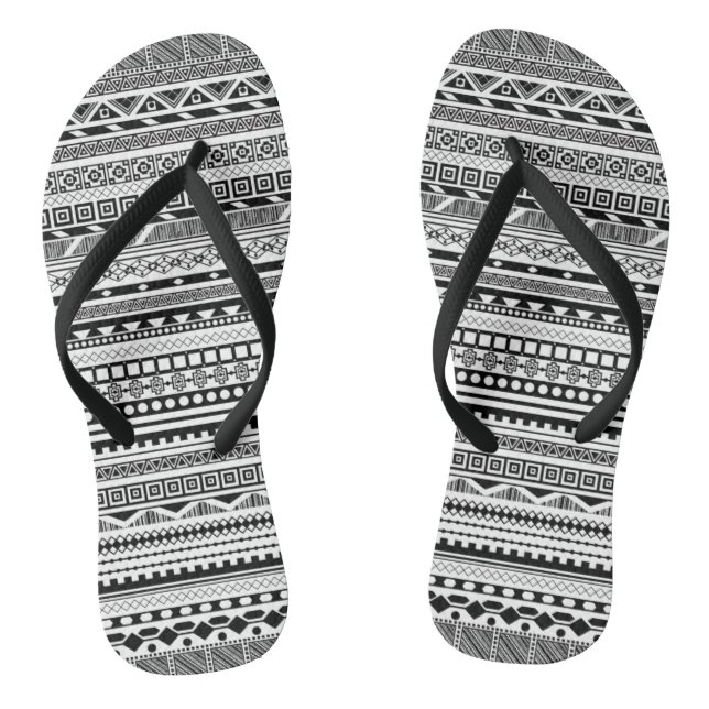 Cute black white aztec patterns design jandals (Footbed)
