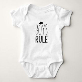 Cute black white baby onsie - boys rule quote baby bodysuit