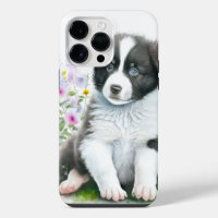 CUTE BLACK & WHITE BORDER COLLIE PUPPY DOG