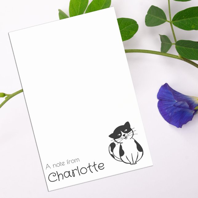 Cute black white cartoon cat name post-it notes (Creator Uploaded)