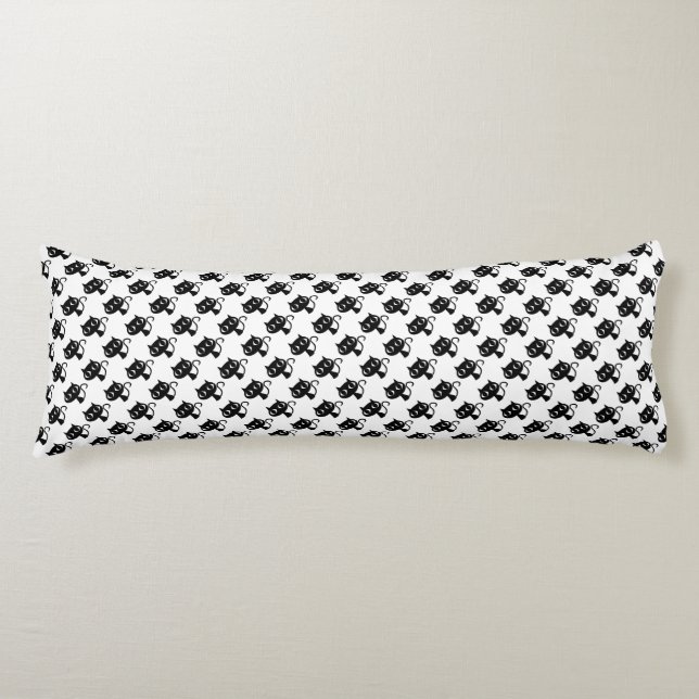 Cute black white cats patterns body cushion (Front)