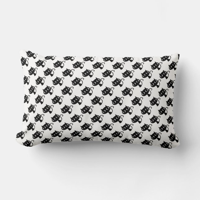 Cute black white cats patterns lumbar cushion (Front)