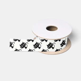 Cute black white cats patterns satin ribbon