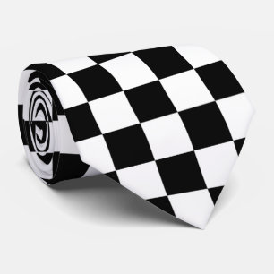 cute black white check pattern tie