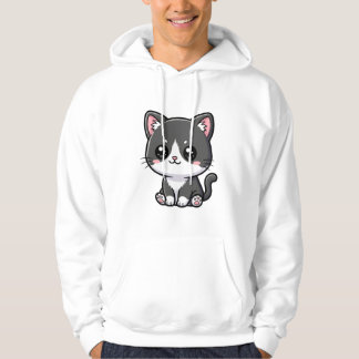 Cute Black White Chibi Kitten Hoodie