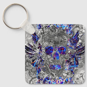 Cute black white colourful neon skull hitch cover key ring