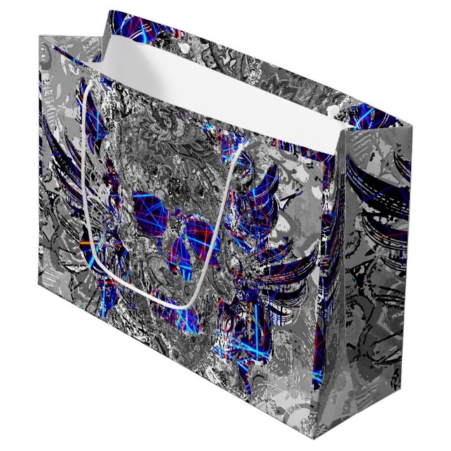 Cute black white colourful neon skull large gift bag (Front Angled)