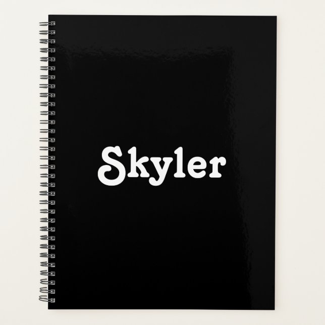 Cute black white custom name year number monogram planner (Front)