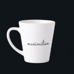 Cute black white custom script name modern simple latte mug<br><div class="desc">Cute black and white custom script name text monogram modern simple elegant Latte Mug.
Great for kids and adults alike</div>