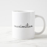 Cute black white custom script name simple modern large coffee mug<br><div class="desc">Cute black and white custom script name text monogram simple modern elegant Giant Coffee Mug.
Great for kids and adults alike</div>