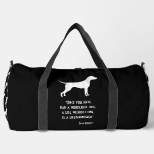 Cute black white Dean Koontz quote dog Duffle Bag