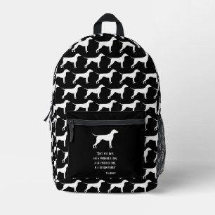 Cute black white Dean Koontz quote dog Printed Backpack