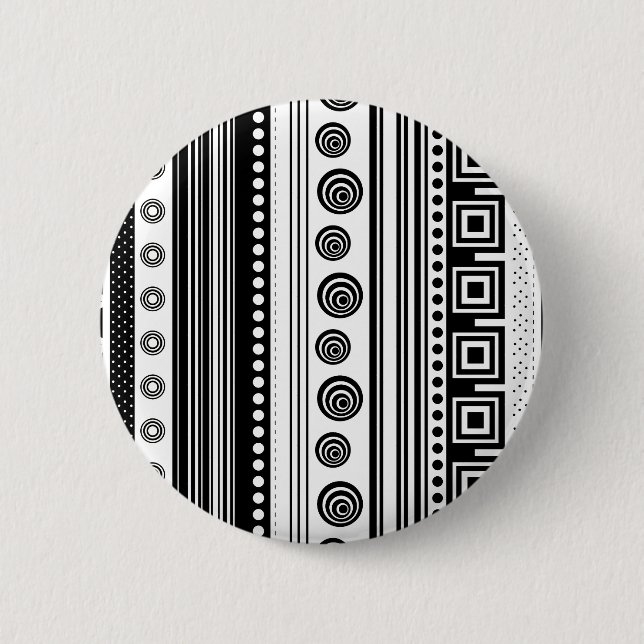 Cute black white decorative aztec texture 6 cm round badge (Front)