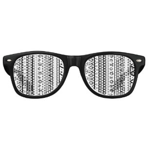 Cute black white decorative aztec texture retro sunglasses