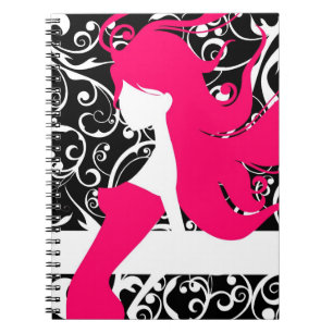 Cute black white decorative fashion girl notebook
