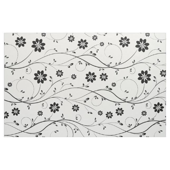 Cute Black & White Delicate Floral Pattern Fabric (Fat Quarter)