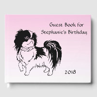 Cute Black White Dog Pink Birthday Guest Book