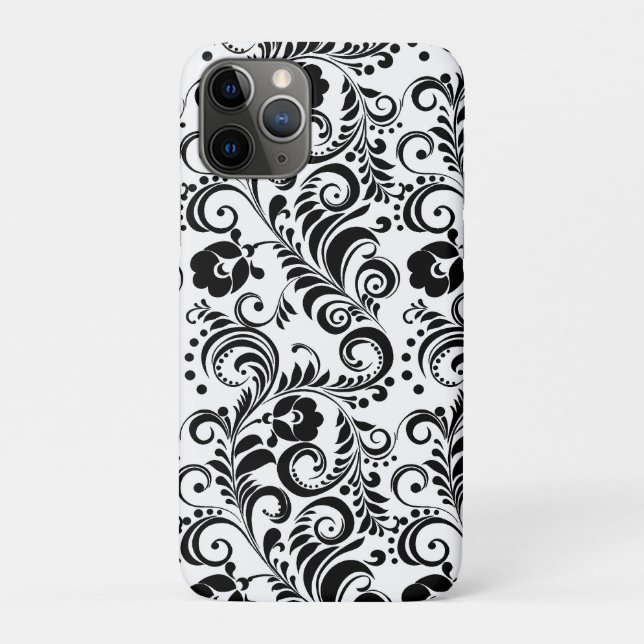 Cute black white floral background design Case-Mate iPhone case (Back)
