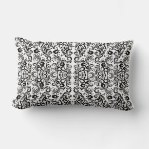 Cute black white floral background design lumbar cushion