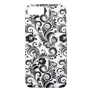 Cute black white floral design iPhone 8/7 case