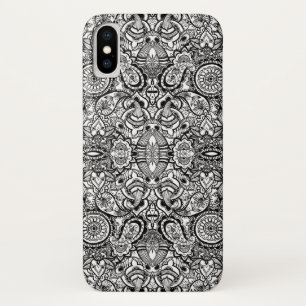 Cute black white floral paisley Case-Mate iPhone case