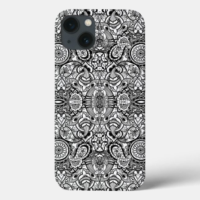Cute black white floral paisley Case-Mate iPhone case (Back)