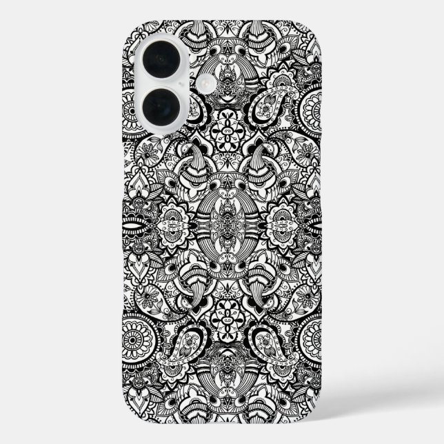 Cute black white floral paisley Case-Mate iPhone case (Back)