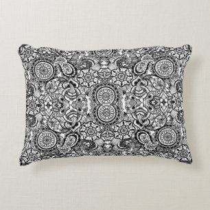 Cute black white floral paisley decorative cushion