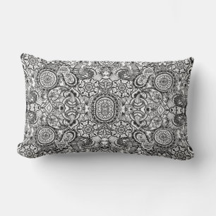 Cute black white floral paisley lumbar cushion