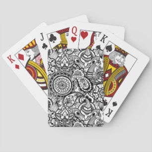 Cute black white floral paisley playing cards