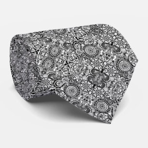 Cute black white floral paisley tie