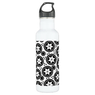 Cute black white flowers 710 ml water bottle