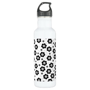 Cute black white flowers 710 ml water bottle