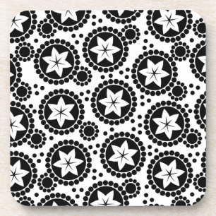 Cute black white flowers Cork Coaster