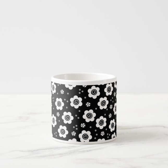 Cute black white flowers Espresso Mug (Front)