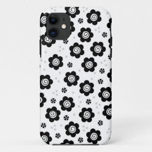 Cute black white flowers iPhone 5 Case