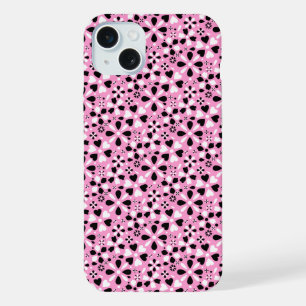Cute black white flowers iPhone 15 plus case
