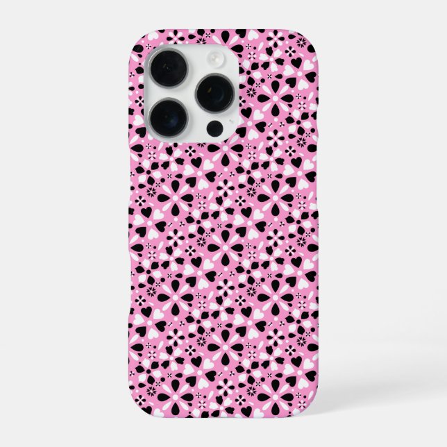 Cute black white flowers iPhone case (Back)
