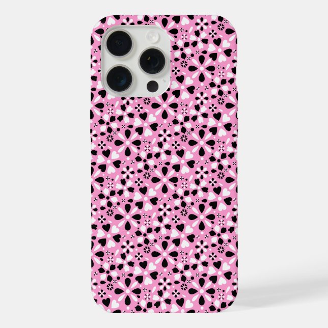 Cute black white flowers iPhone case (Back)