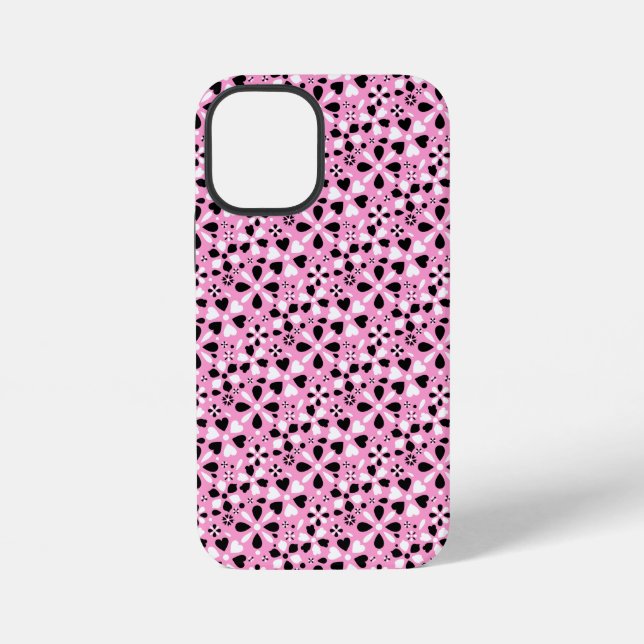 Cute black white flowers iPhone case (Back)