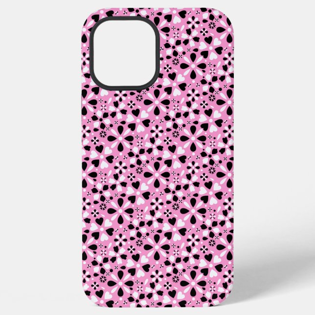Cute black white flowers iPhone case (Back)