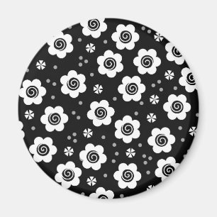 Cute black white flowers iPhone magnet