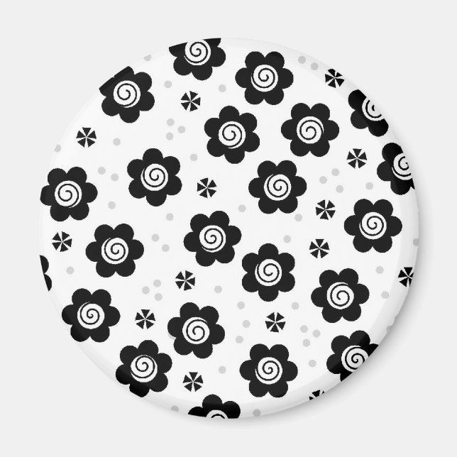 Cute black white flowers iPhone magnet (Front)