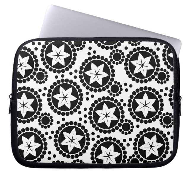 Cute black white flowers Laptop Sleeve (Front)