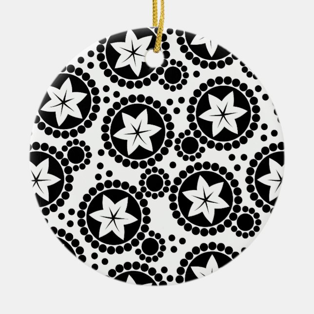 Cute black white flowers Ornament (Front)